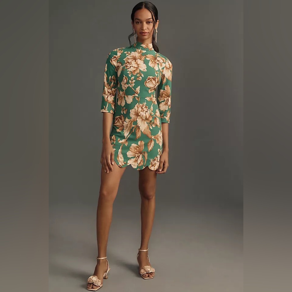EUC Anthropologie Maeve Mock-Neck Stretch Shift Mini Dress // Size 12
